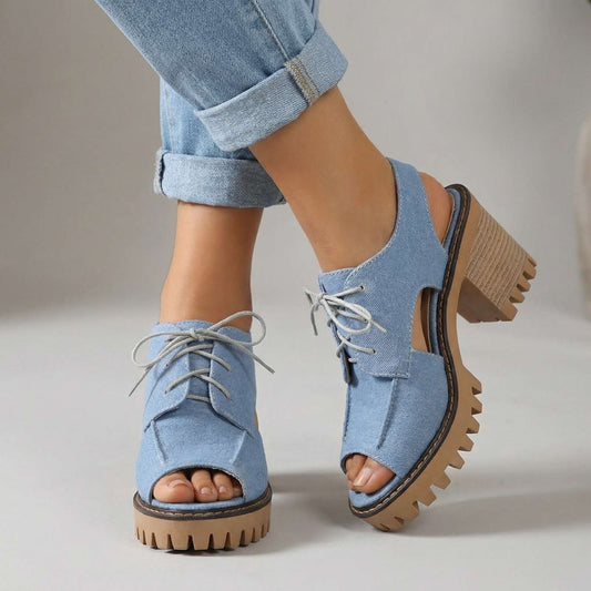 Women's Lace-Up Open Design Heels Corvine