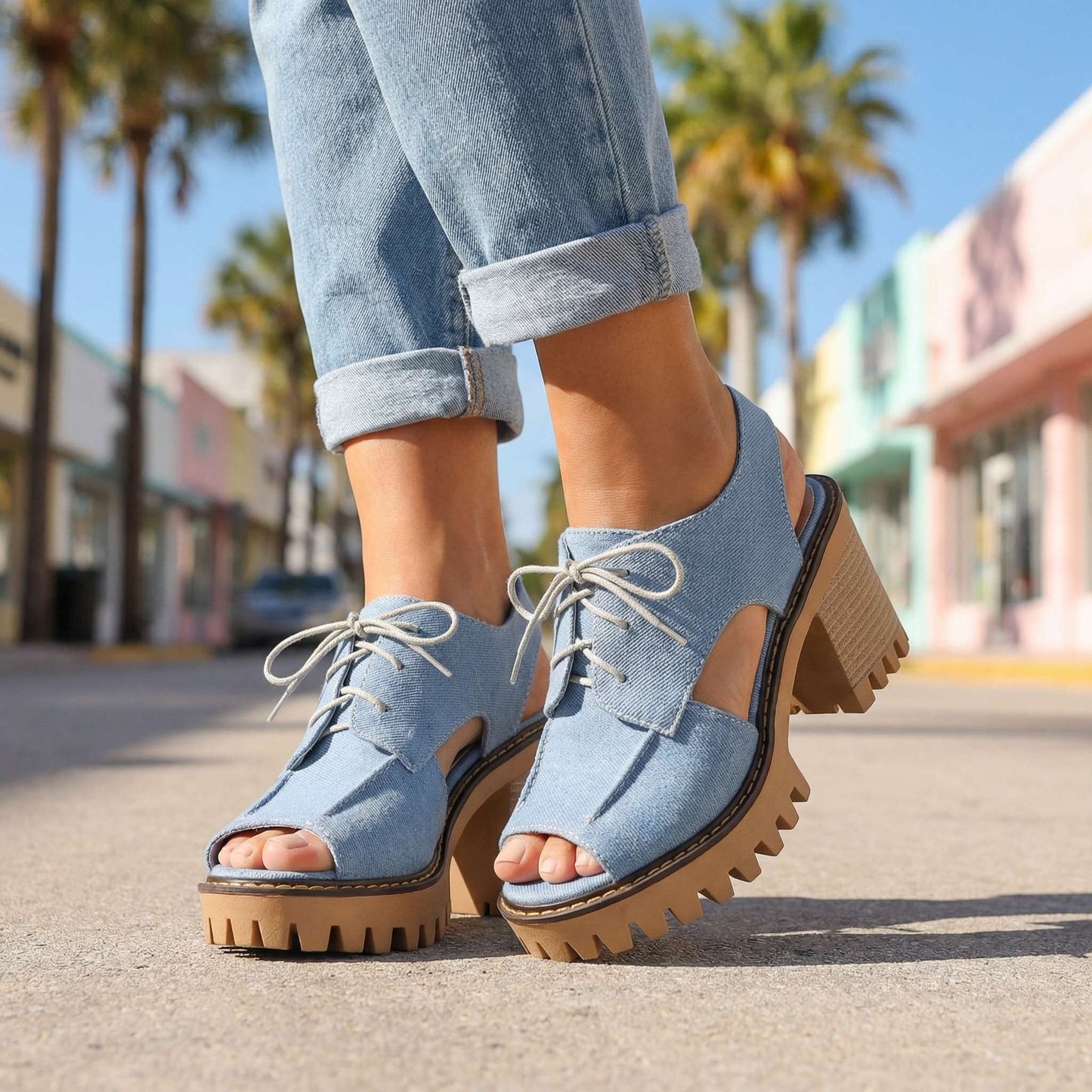 Women's Lace-Up Open Design Heels Corvine