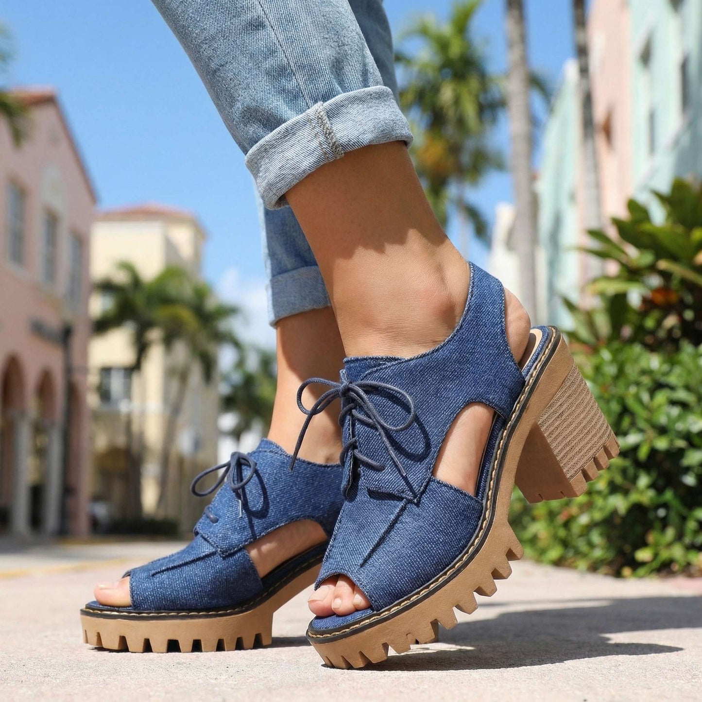 Women's Lace-Up Open Design Heels Corvine