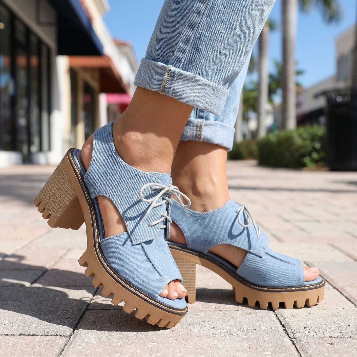Women's Lace-Up Open Design Heels Corvine