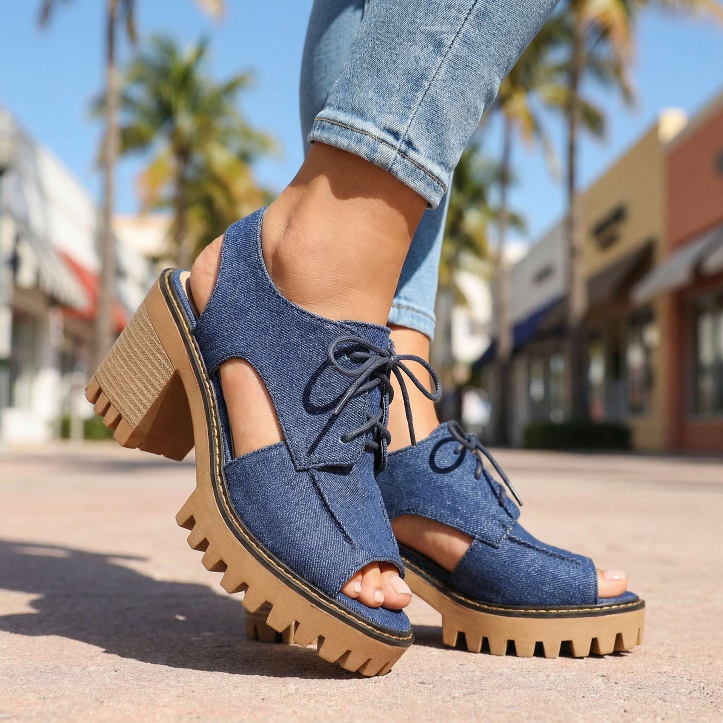 Women's Lace-Up Open Design Heels Corvine
