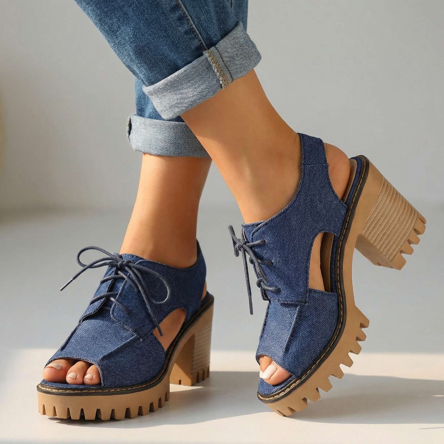 Women's Lace-Up Open Design Heels Corvine