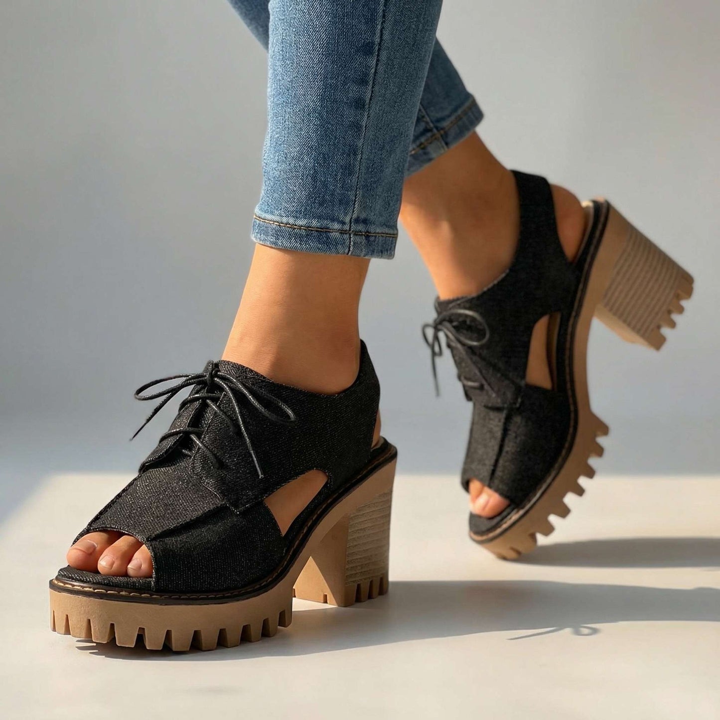 Women's Lace-Up Open Design Heels Corvine