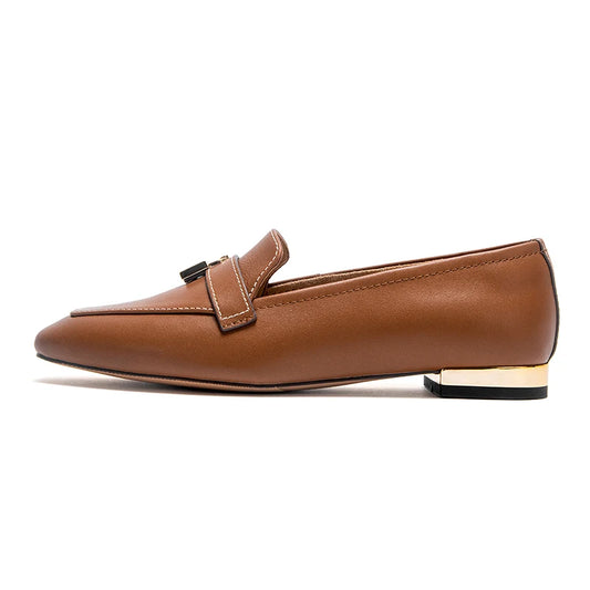 Women's Leather Loafers with Gold Lock Detail Corvine
