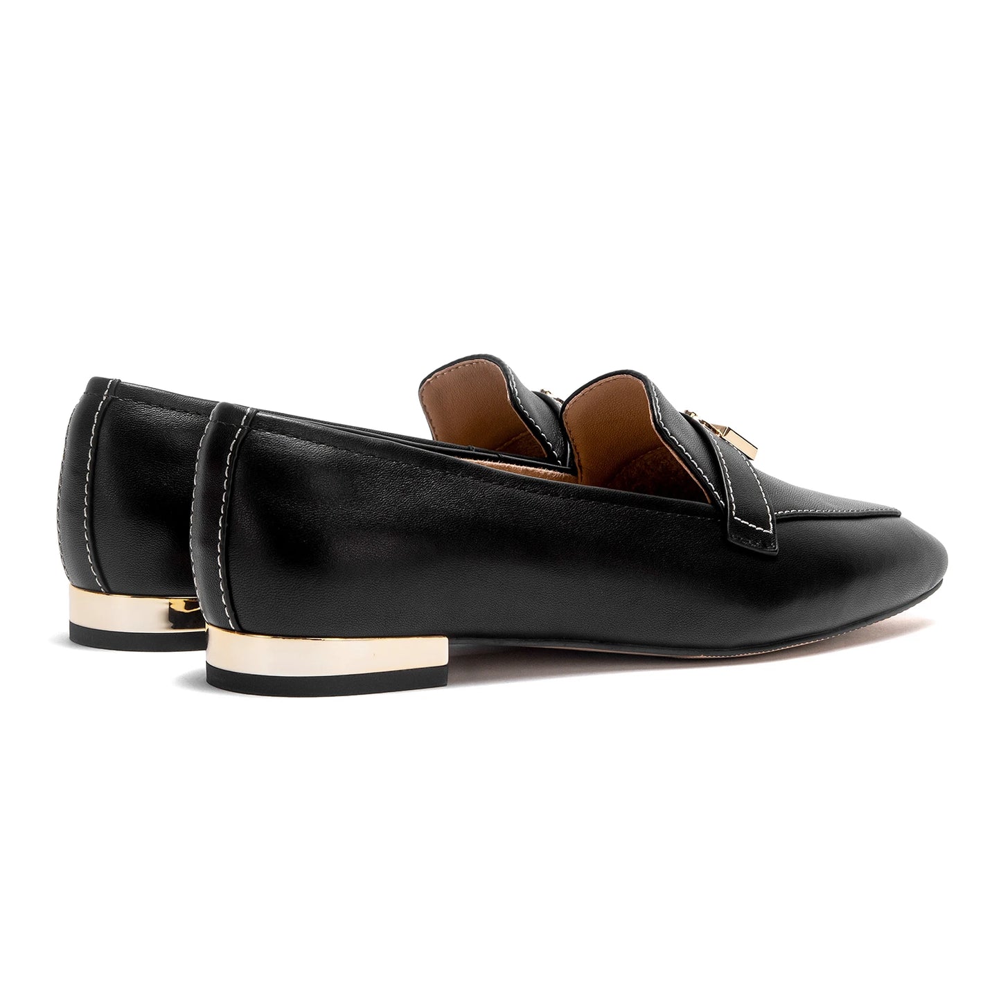 Women's Leather Loafers with Gold Lock Detail Corvine