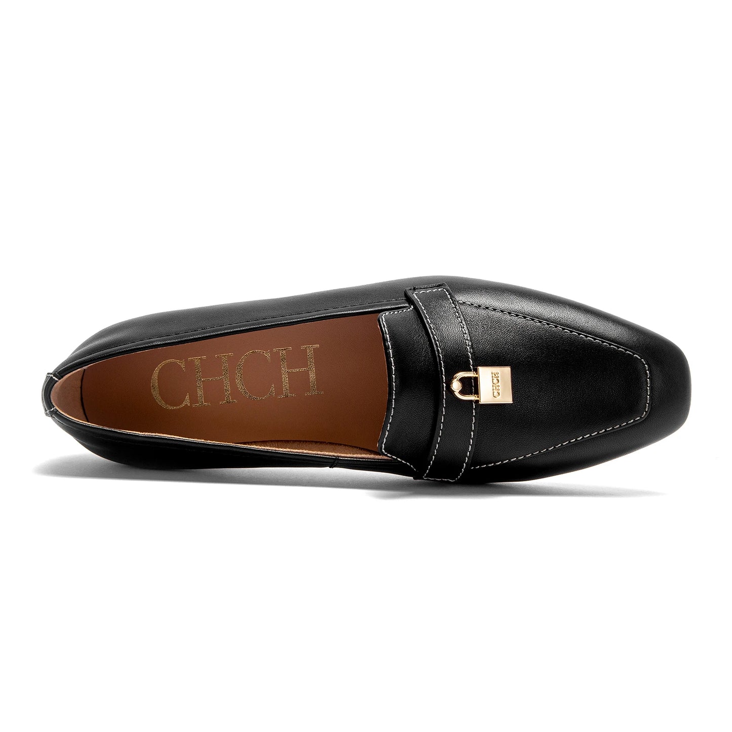 Women's Leather Loafers with Gold Lock Detail Corvine