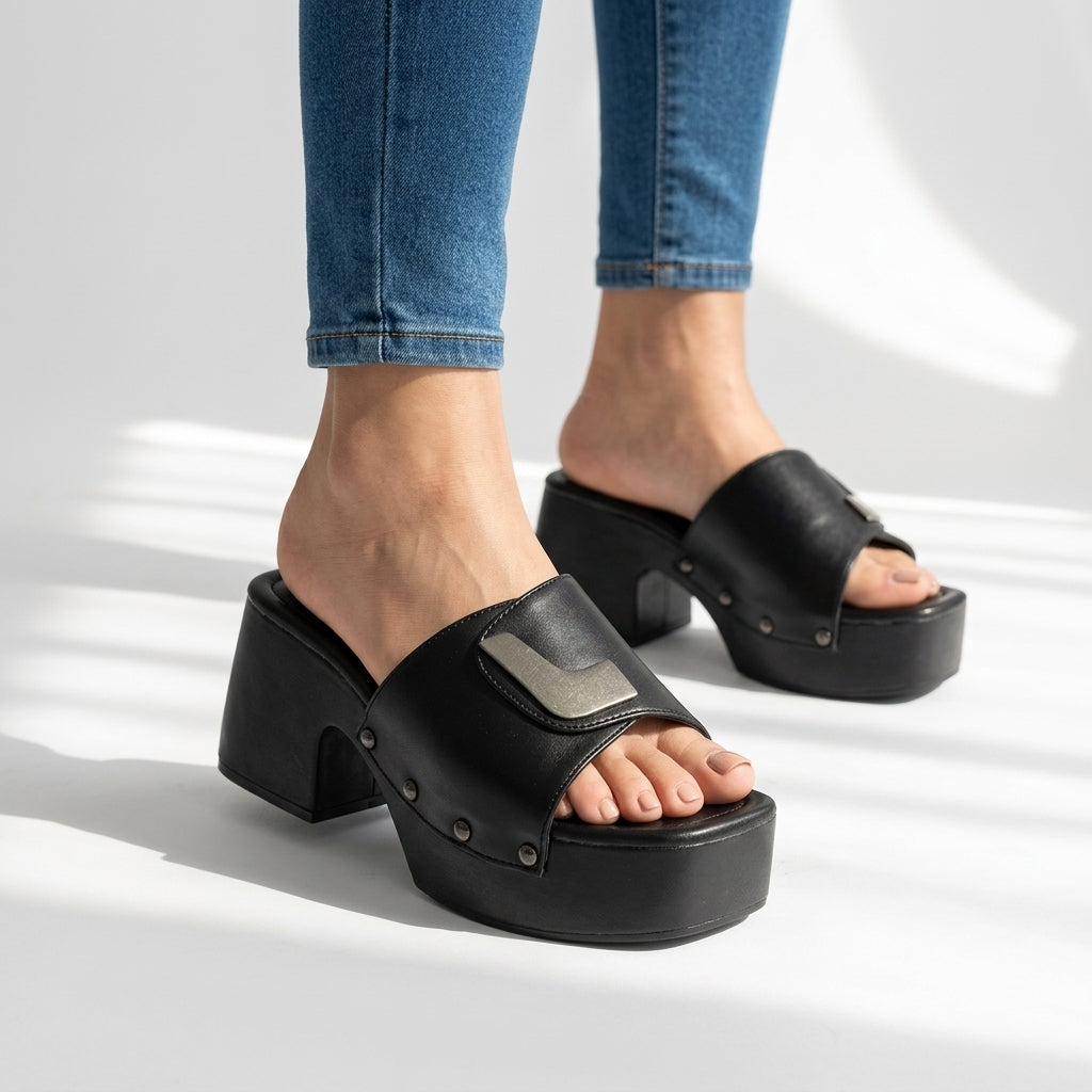 Women's Leather Platform Sandals Corvine