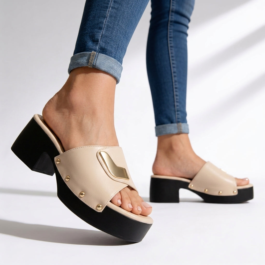 Women's Leather Platform Sandals Corvine
