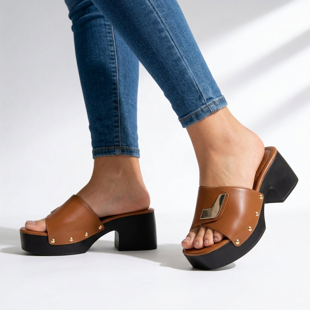 Women's Leather Platform Sandals Corvine