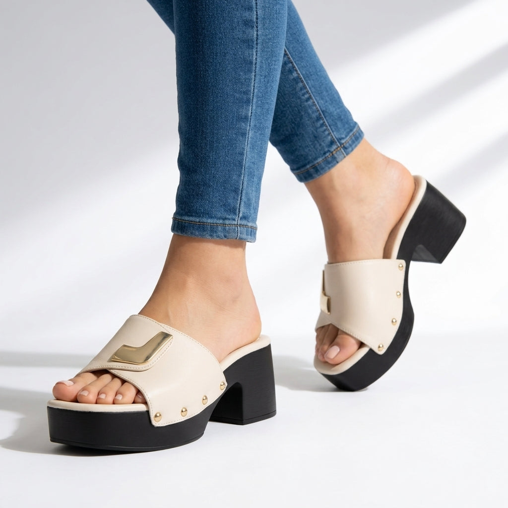Women's Leather Platform Sandals Corvine
