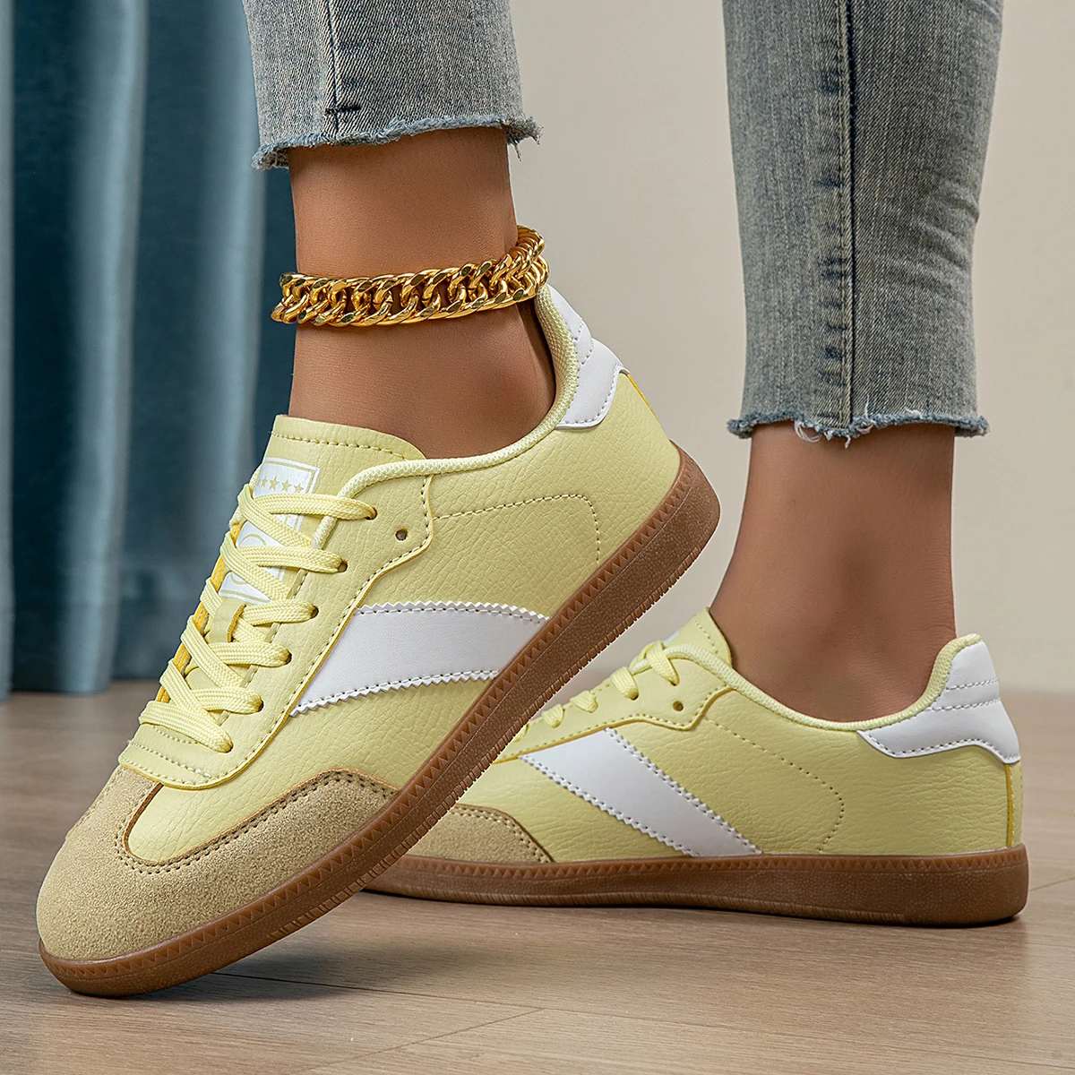 Women's Leather Suede Retro Trainers Corvine