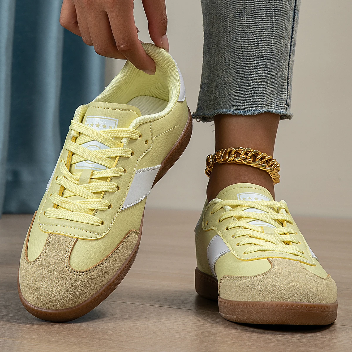 Women's Leather Suede Retro Trainers Corvine