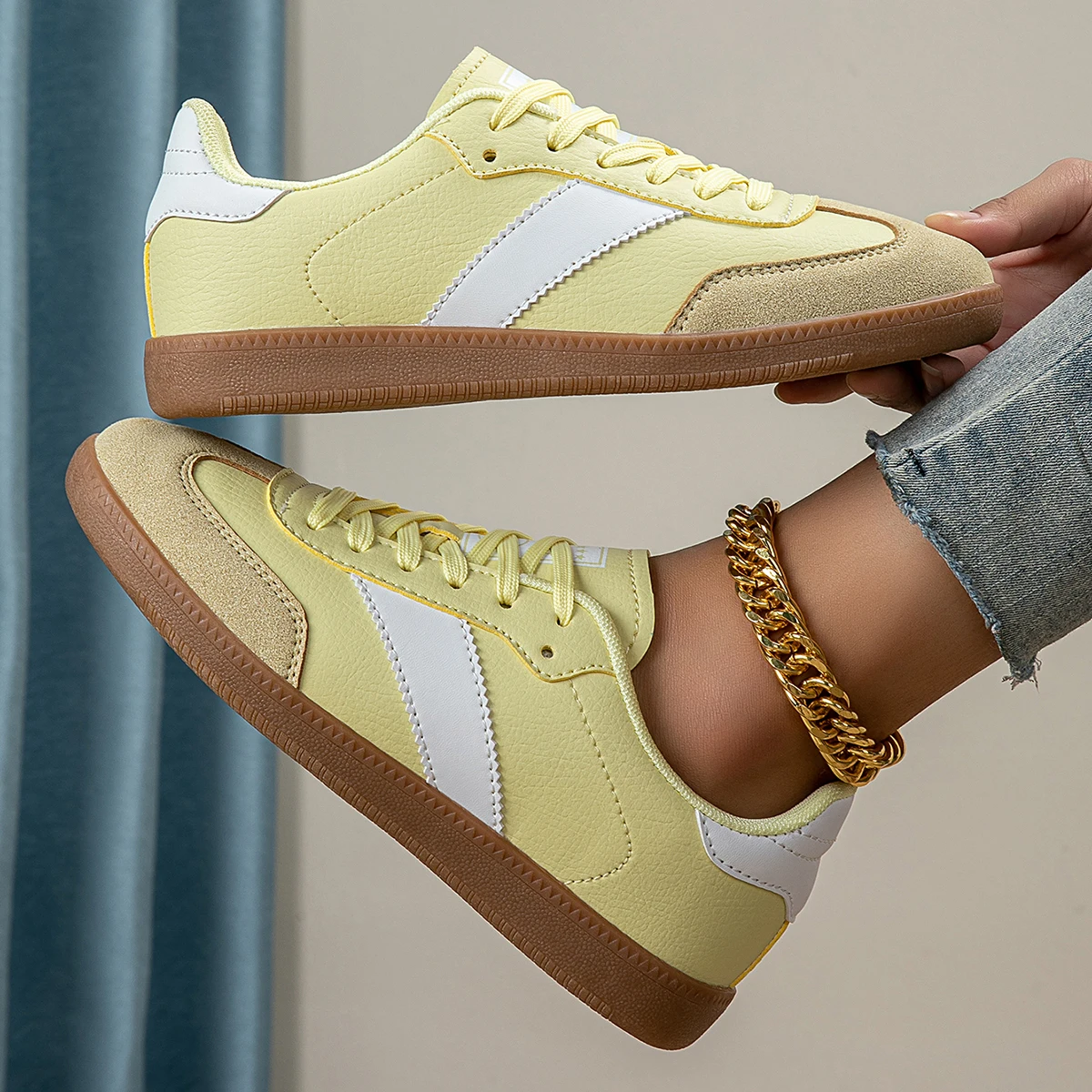 Women's Leather Suede Retro Trainers Corvine