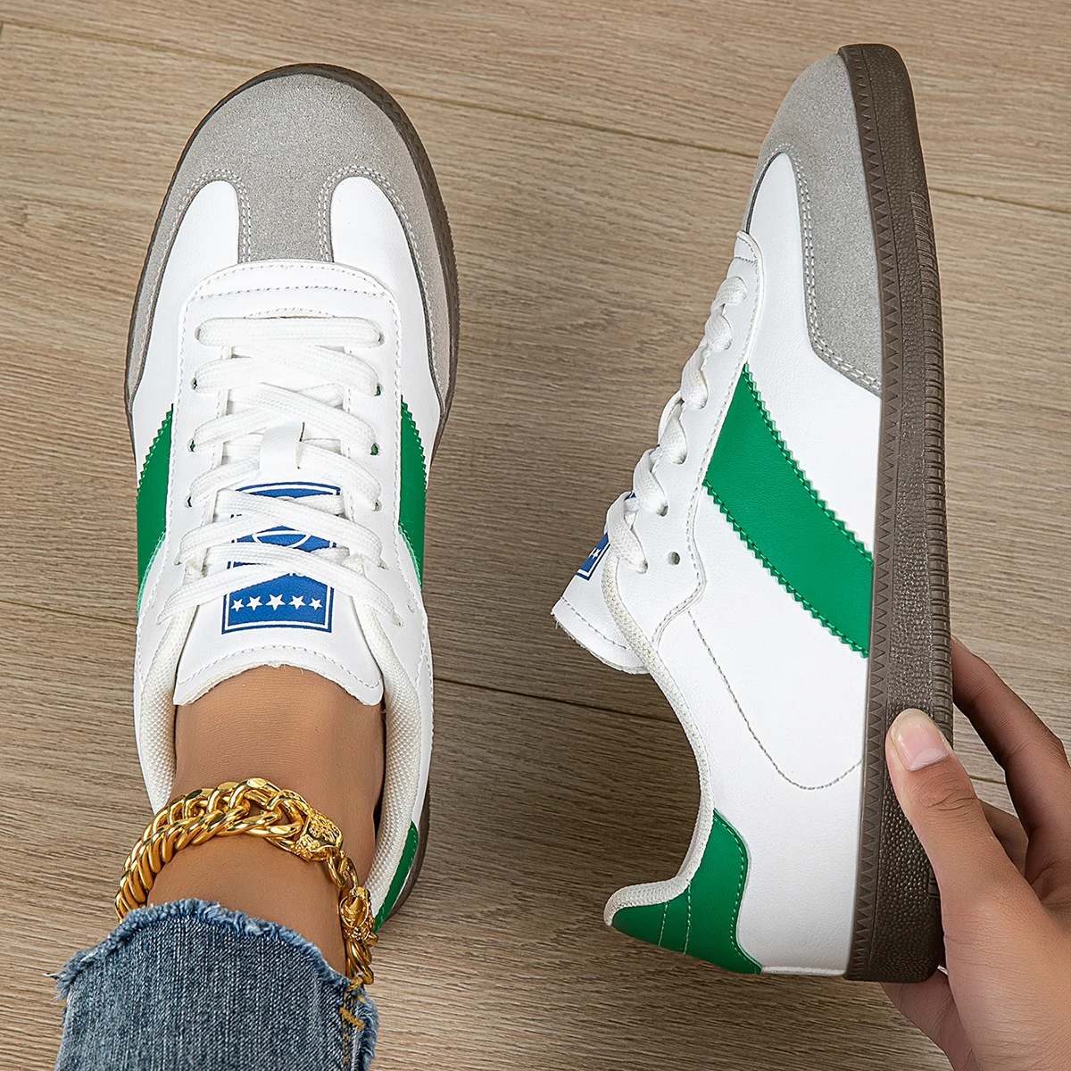 Women's Leather Suede Retro Trainers Corvine