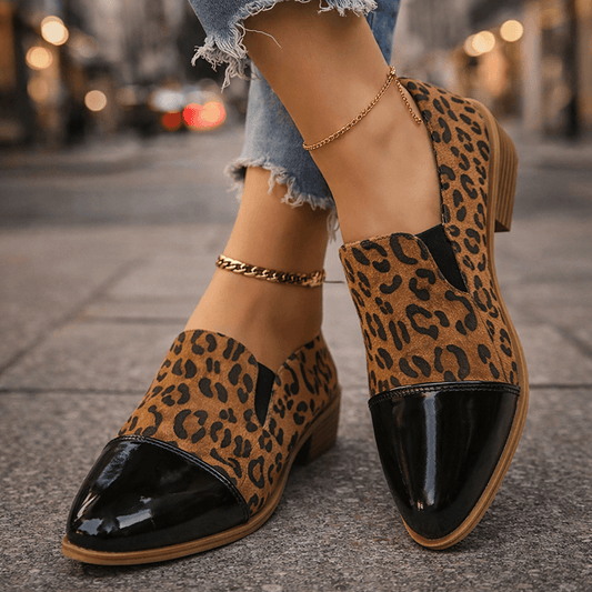 Women's Leopard Print Suede Block Heels Corvine