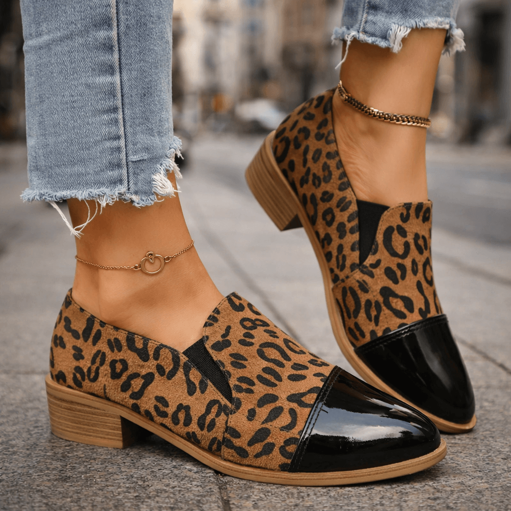 Women's Leopard Print Suede Block Heels Corvine