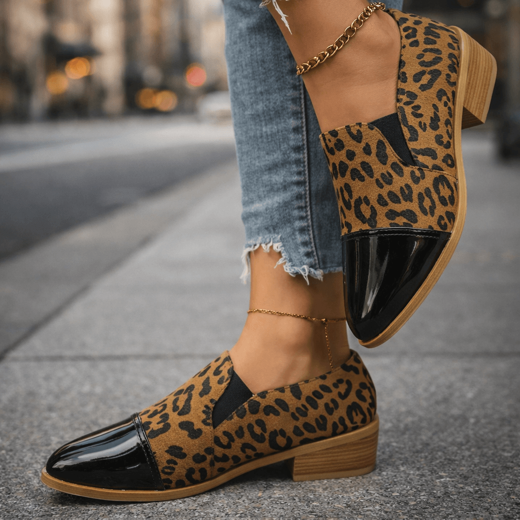 Women's Leopard Print Suede Block Heels Corvine