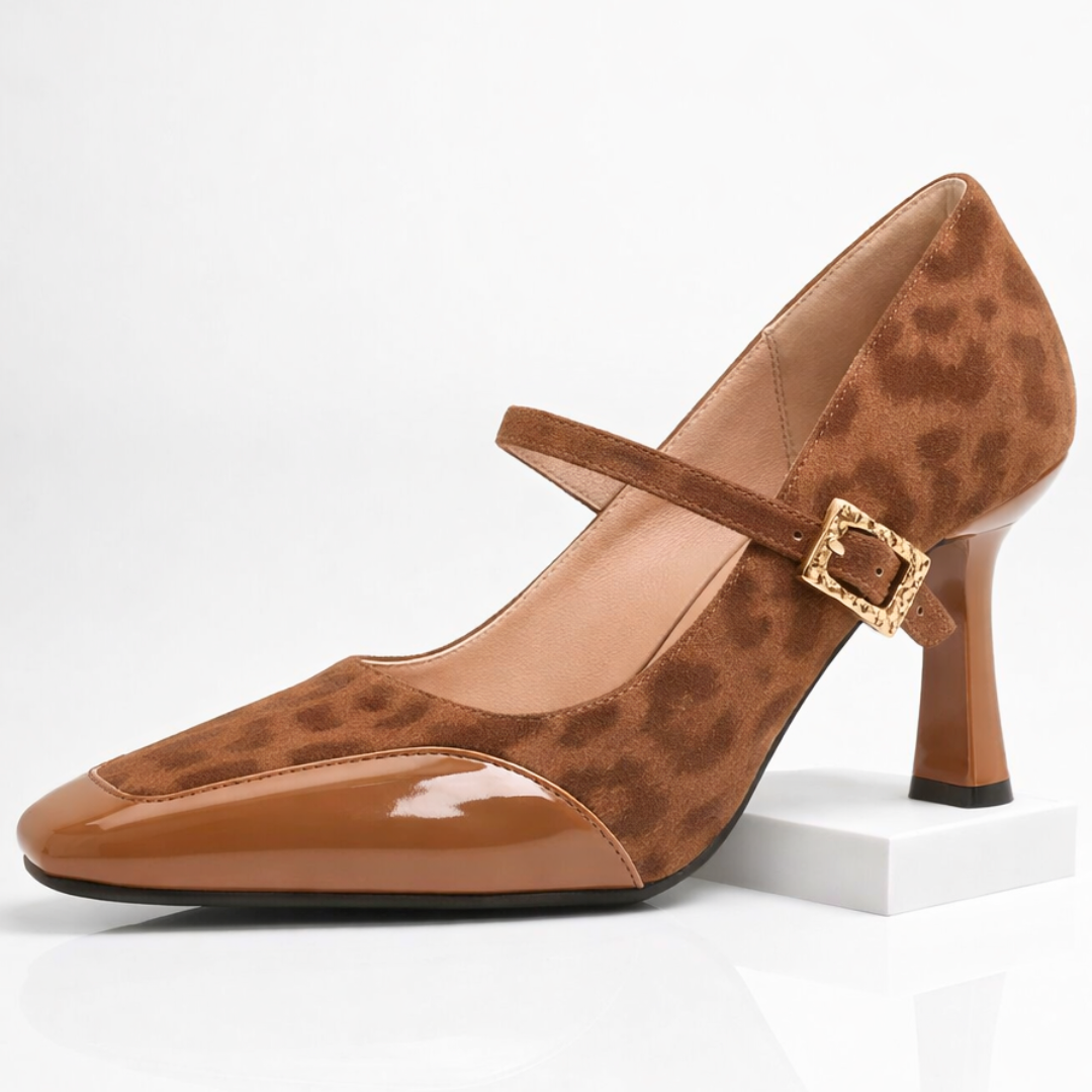 Women's Leopard Print Suede Mary Jane Heels Corvine