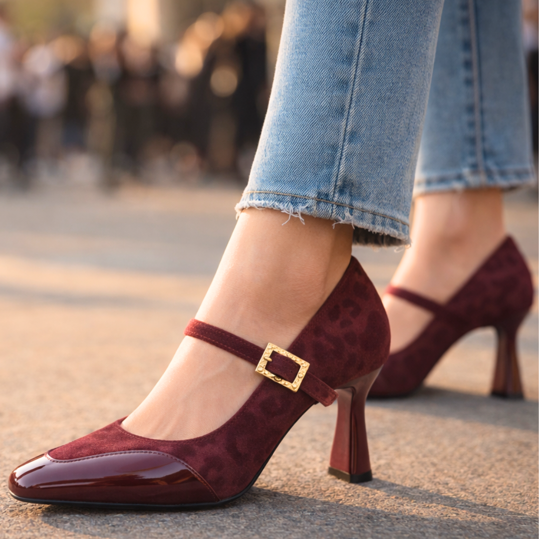 Women's Leopard Print Suede Mary Jane Heels Corvine