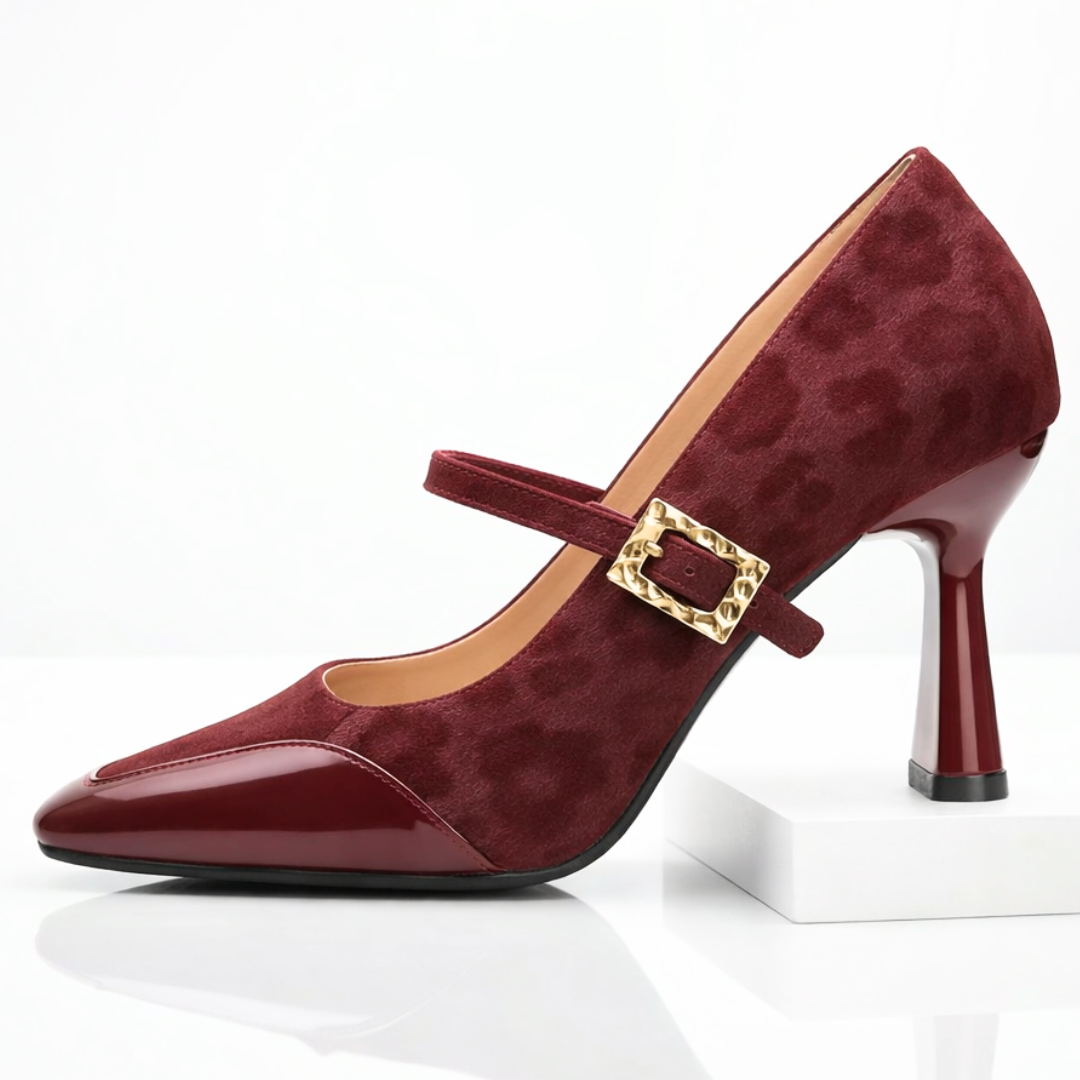 Women's Leopard Print Suede Mary Jane Heels Corvine