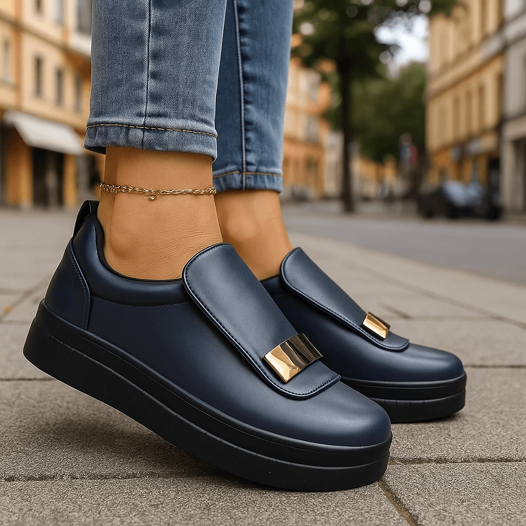 Women's Lightweight Leather Slip-On Platform Shoes Corvine