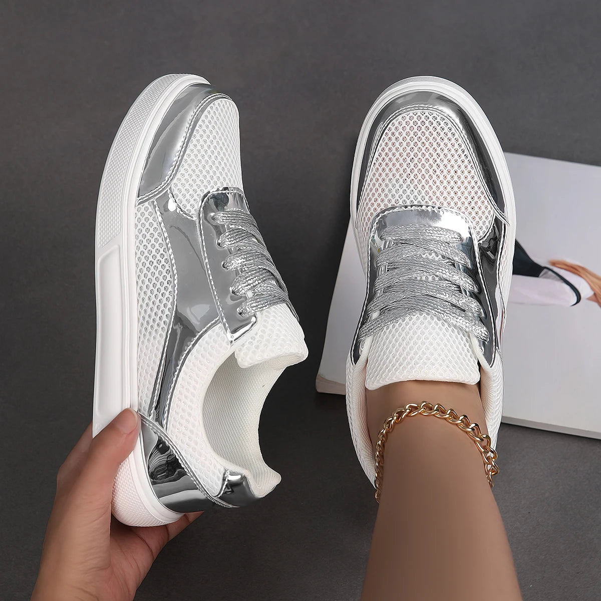 Women's Metallic Breathable Mesh Walking Shoes Corvine
