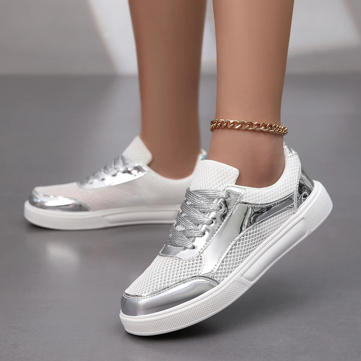 Women's Metallic Breathable Mesh Walking Shoes Corvine