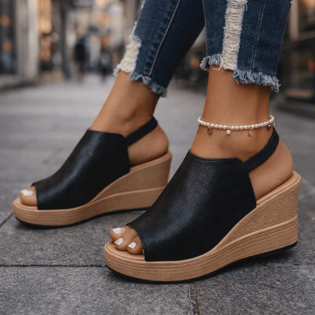 Women's Metallic Finish Wedge Sandals Corvine