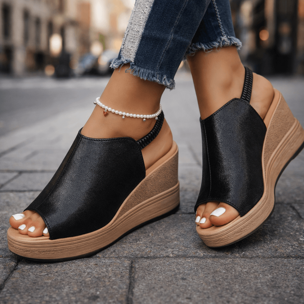 Women's Metallic Finish Wedge Sandals Corvine