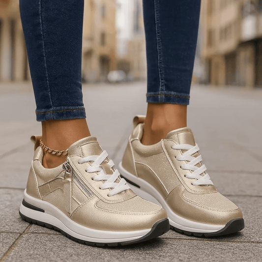 Women's Metallic Lace-Up Casual Trainers Corvine