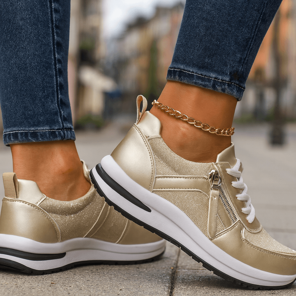 Women's Metallic Lace-Up Casual Trainers Corvine