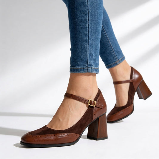 Women's Mixed-Finish Mary Jane Heels Corvine
