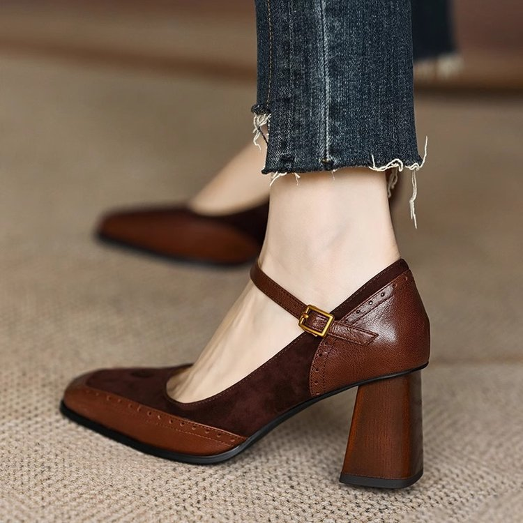 Women's Mixed-Finish Mary Jane Heels Corvine