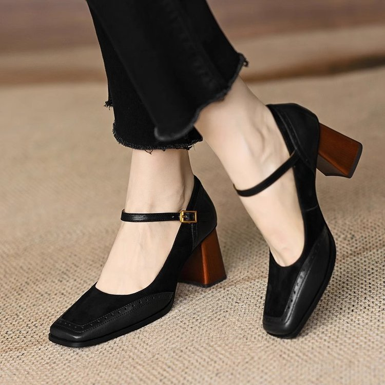 Women's Mixed-Finish Mary Jane Heels Corvine
