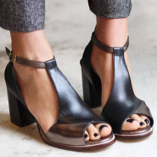 Women's Multi-Colour Patchwork Block Heel Sandals Corvine