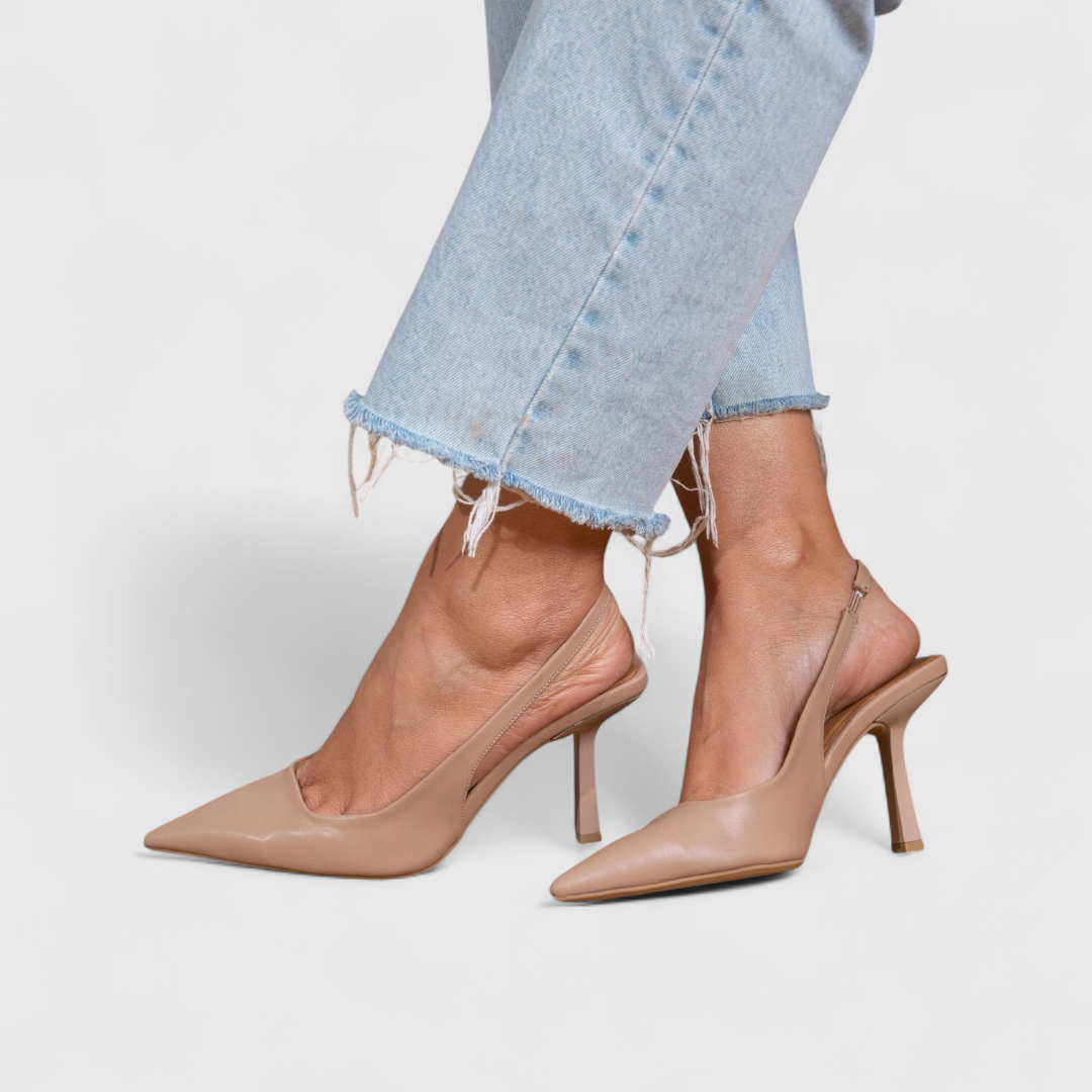 Women's Open Toe Black Leather Heels Corvine