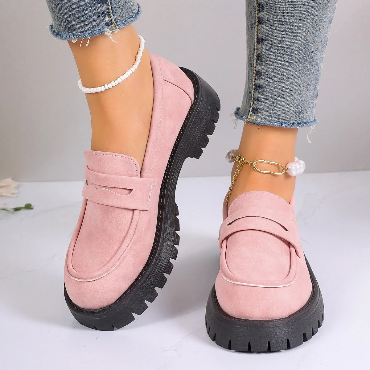 Women's Pastel Suede Chunky Platform Loafers Corvine