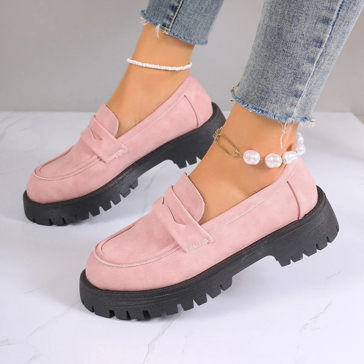 Women's Pastel Suede Chunky Platform Loafers Corvine