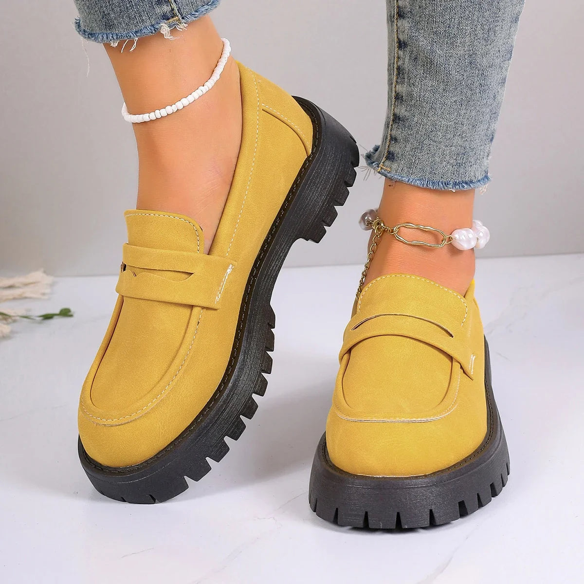 Women's Pastel Suede Chunky Platform Loafers Corvine