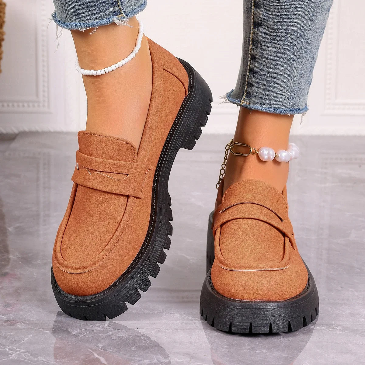 Women's Pastel Suede Chunky Platform Loafers Corvine