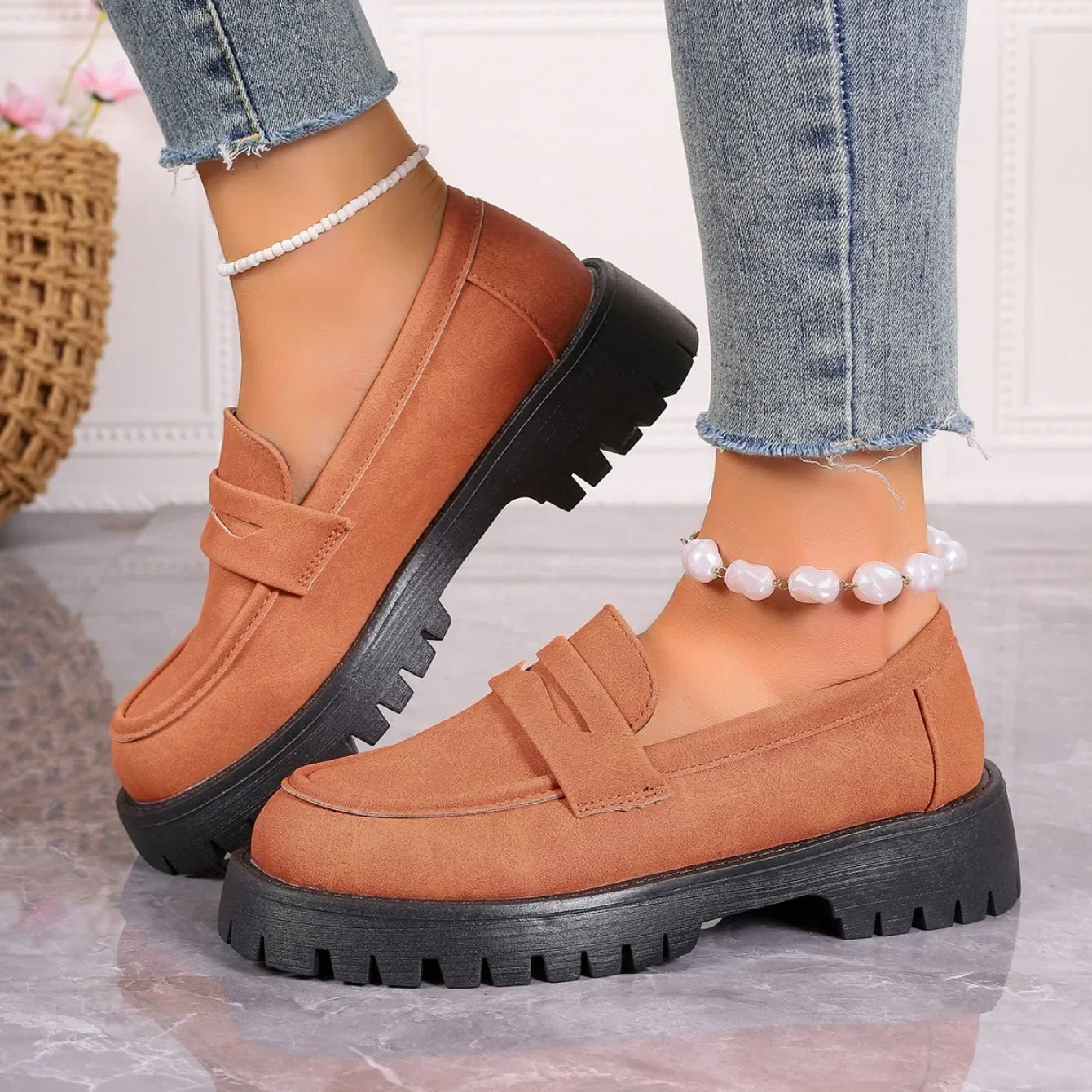 Women's Pastel Suede Chunky Platform Loafers Corvine
