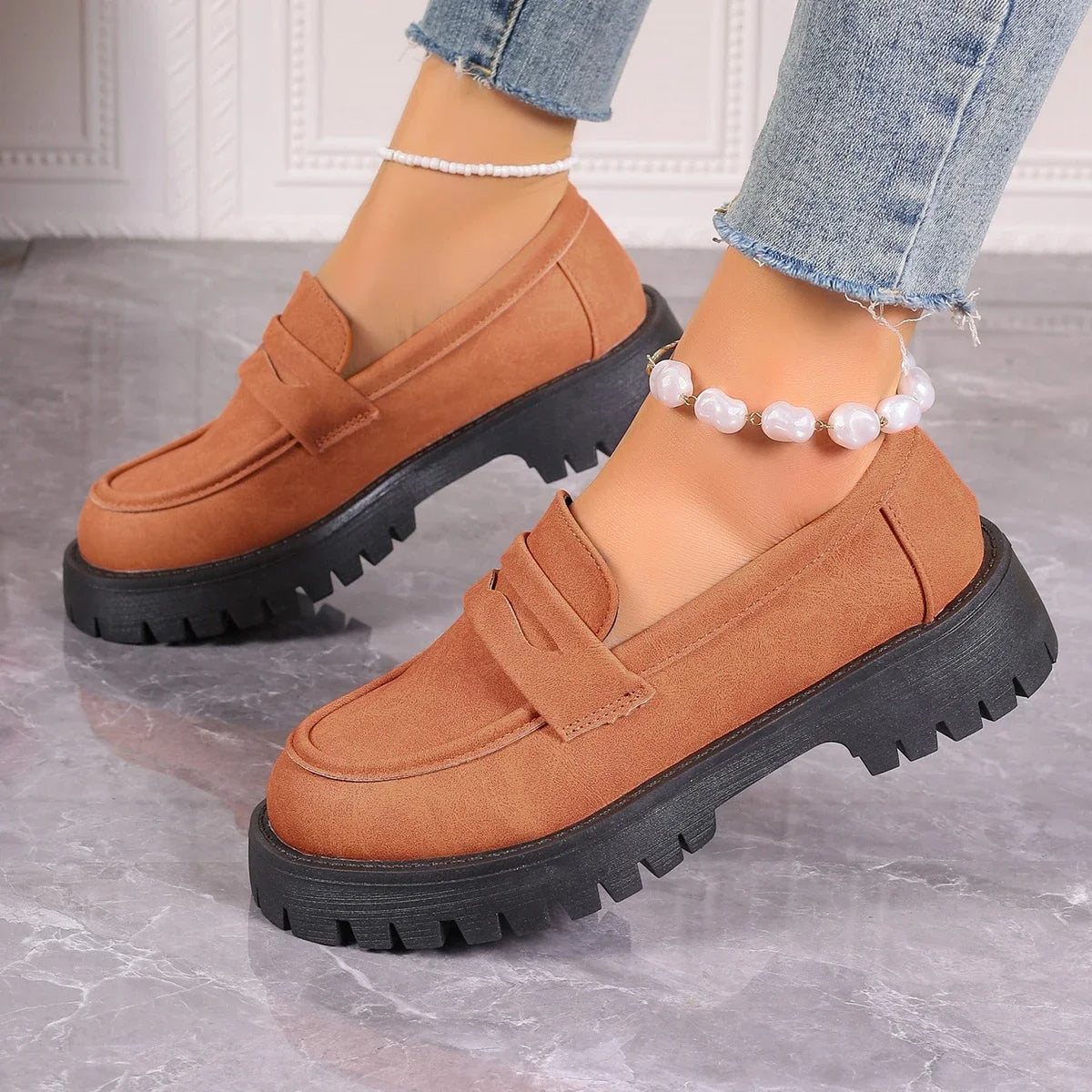 Women's Pastel Suede Chunky Platform Loafers Corvine
