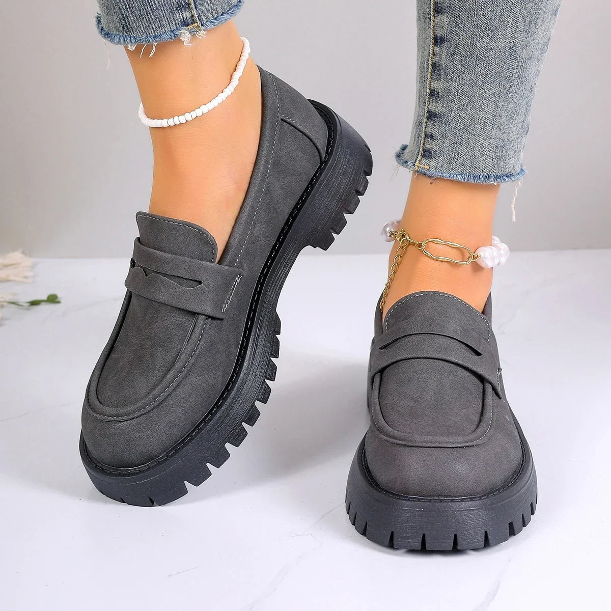Women's Pastel Suede Chunky Platform Loafers Corvine