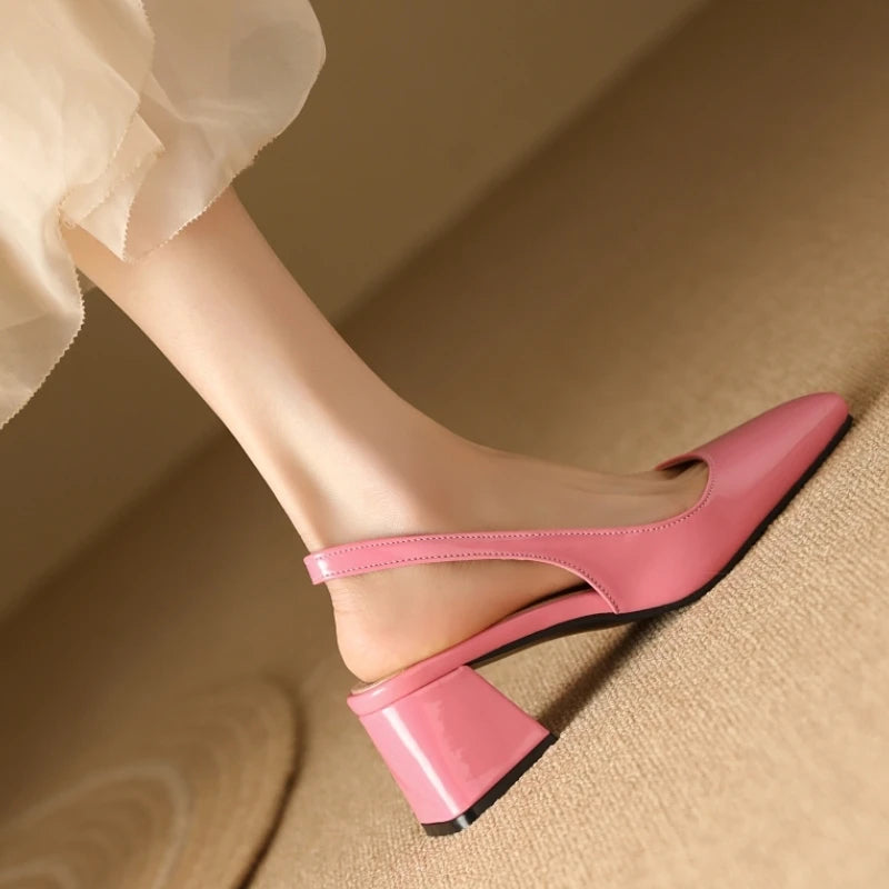 Women's Patent Leather Slingback Black Heels Corvine