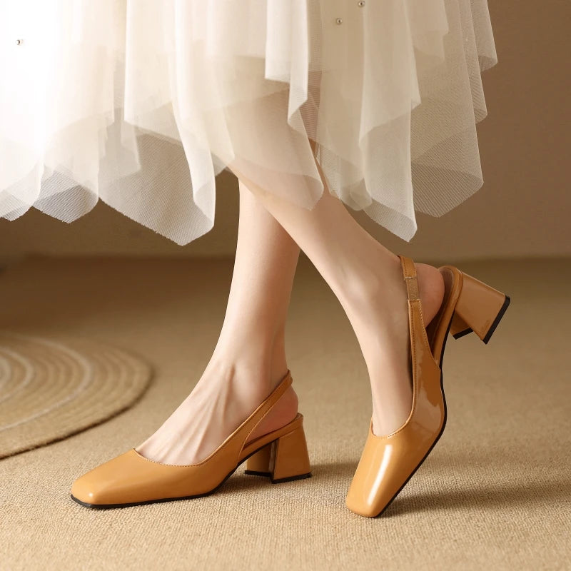 Women's Patent Leather Slingback Black Heels Corvine