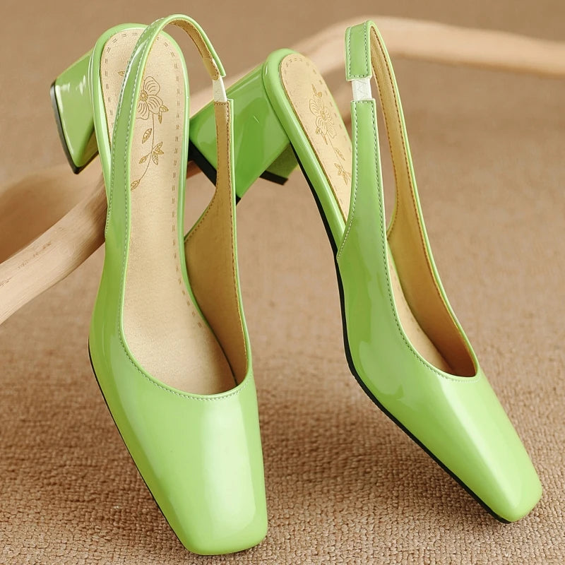 Women's Patent Leather Slingback Black Heels Corvine