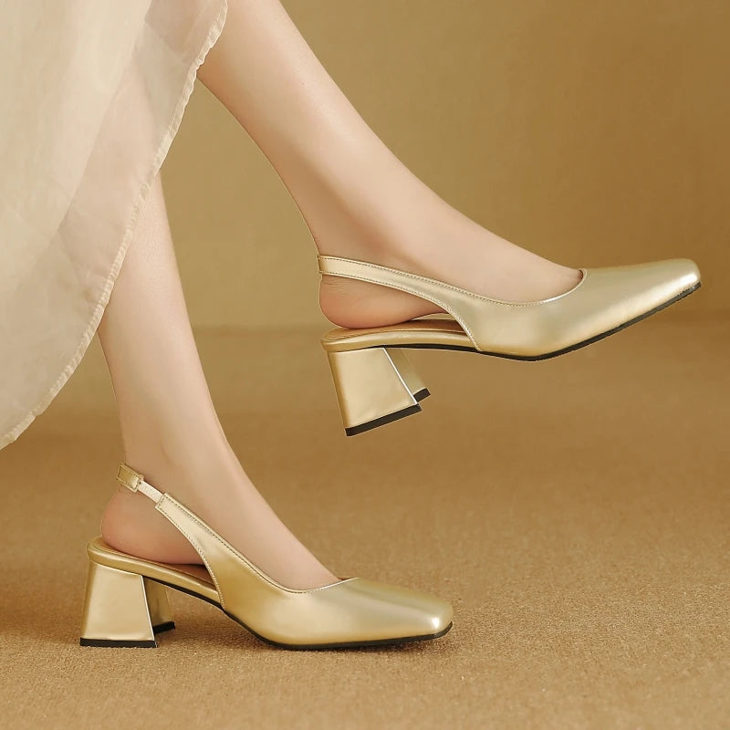 Women's Patent Leather Slingback Black Heels Corvine