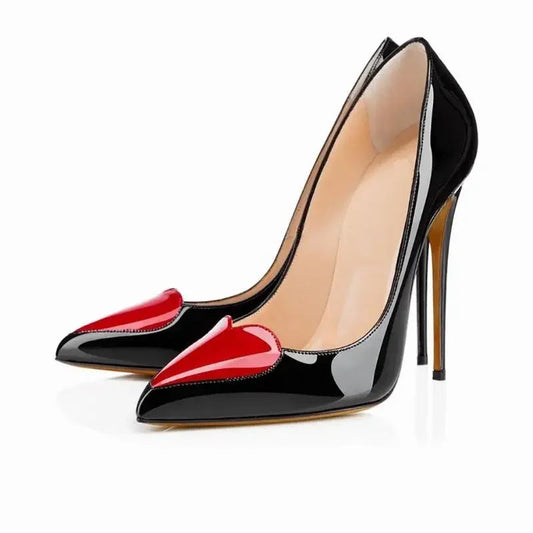 Women's Patent Leather Stiletto Heels with Sculpted Heart Corvine
