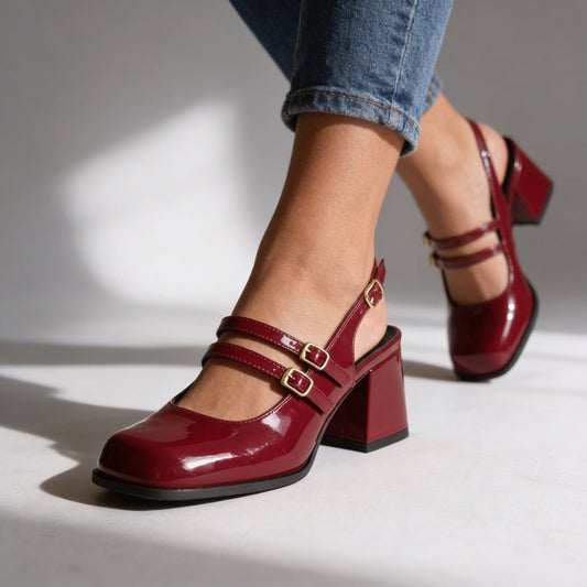 Women's Patent Leather Twin Strap Loafers Corvine
