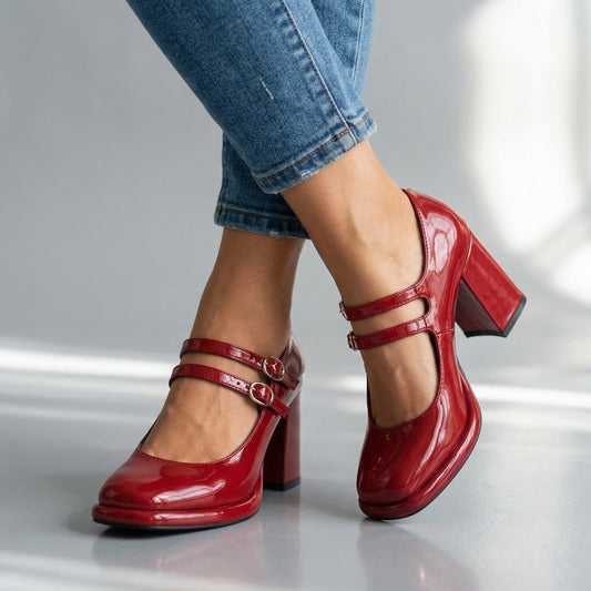 Women's Patent Leather Twin Strap Loafers Corvine